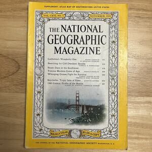 Vintage National Geographic November 1959 California Cliff Dwellers Seychelles
